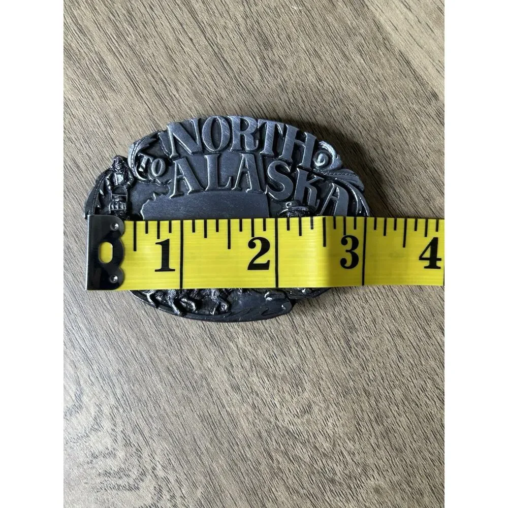 North to Alaska Belt Buckle Dog Sled Prospector Vintage 1984 Siskiyou